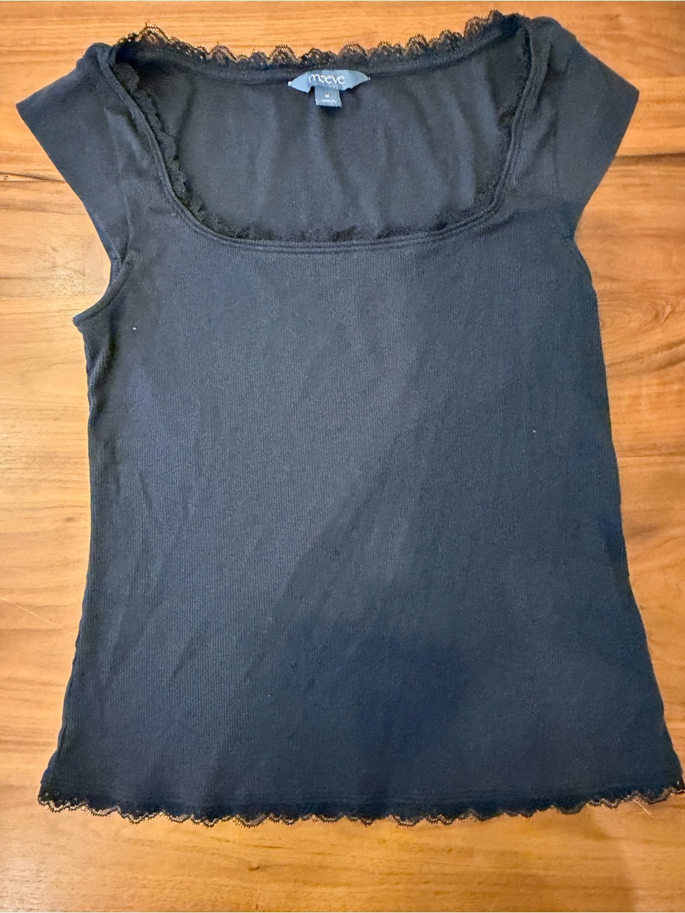 Maeve Black Lace-Trim Square Neck Camisole Anthropologie